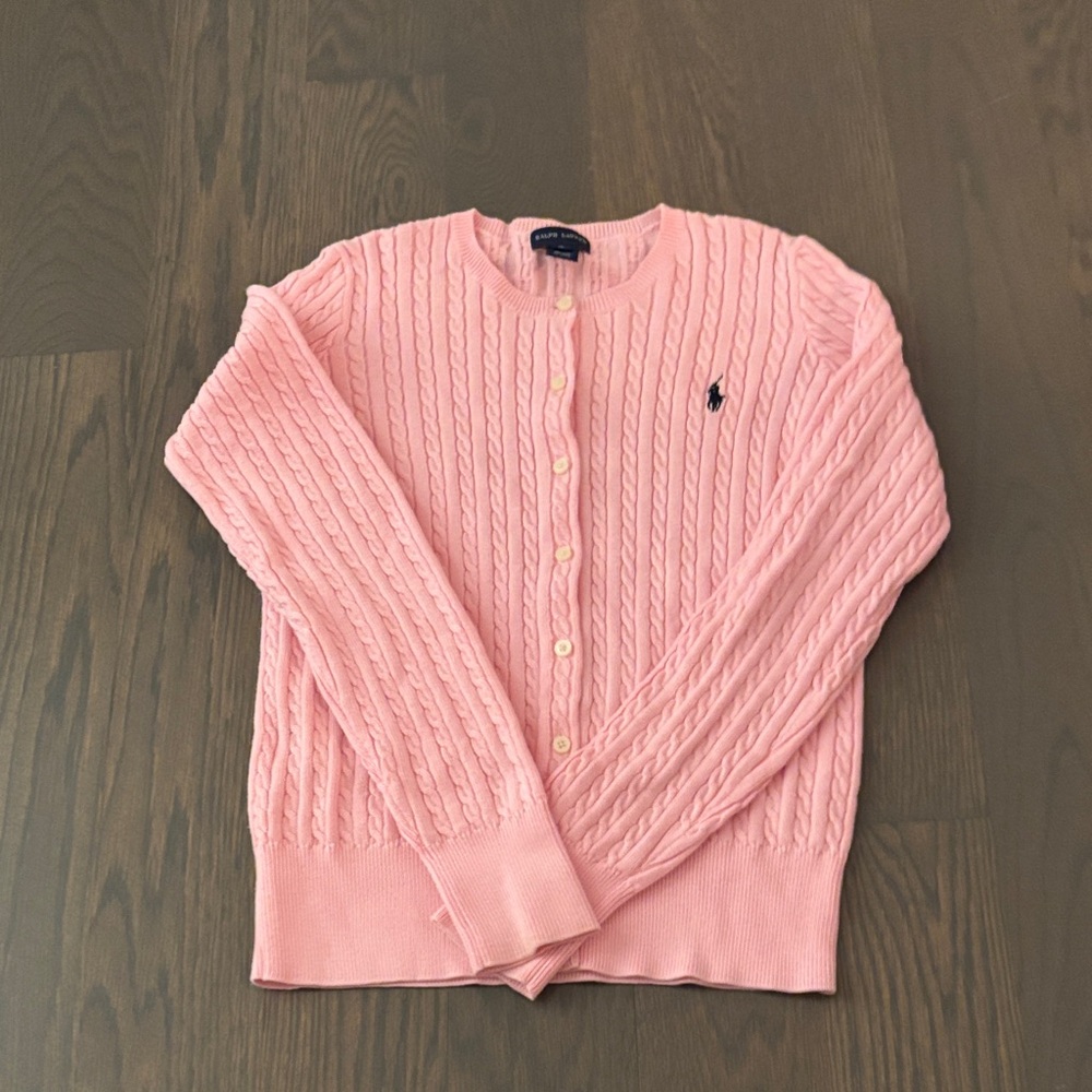 RALPHE LAUREN GIRLS XL CARDIGAN PINK